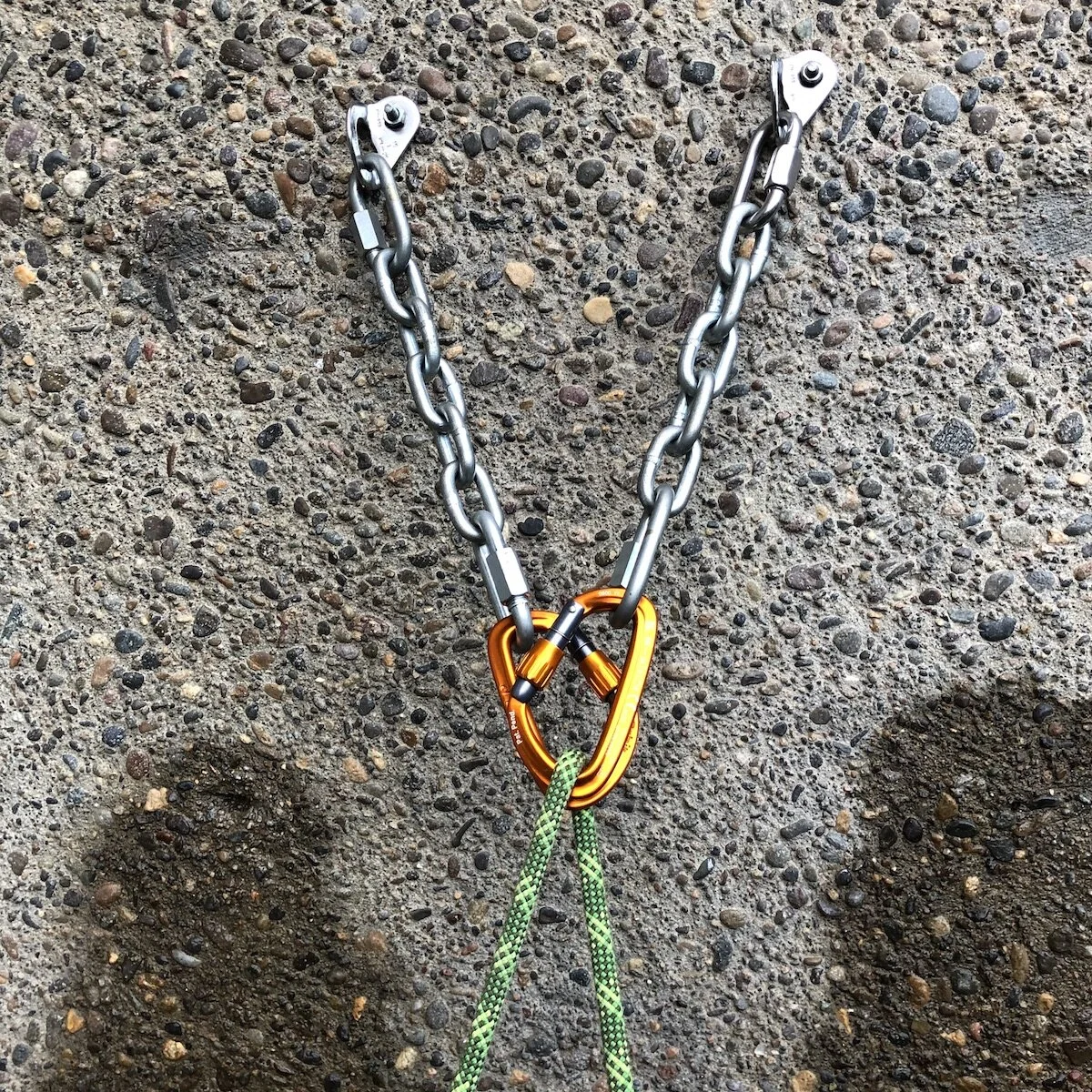 Clip a chain anchor directly with a master carabiner — Alpinesavvy